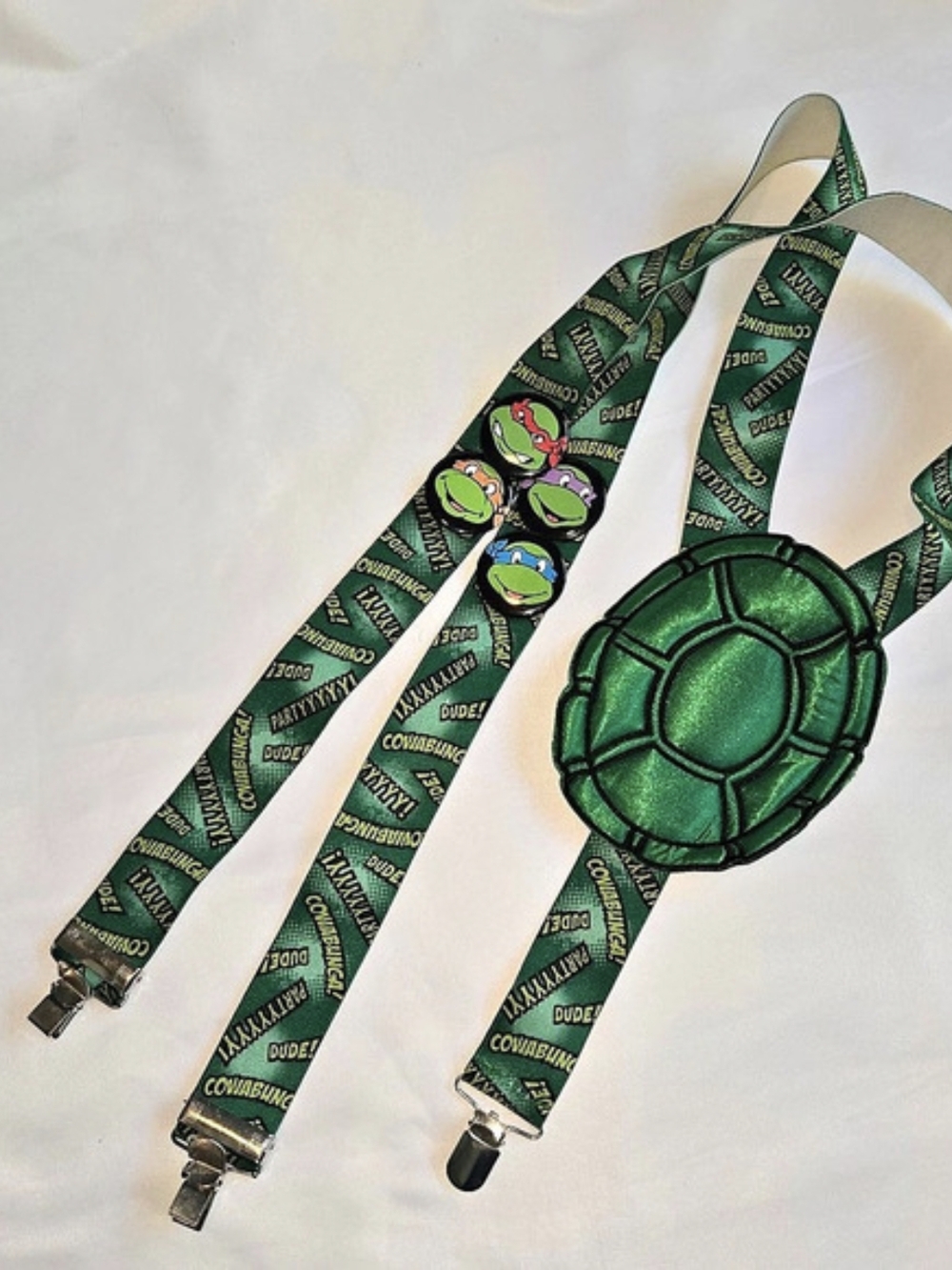 Teenage Mutant Ninja Turtles Shell Suspenders + Set of 4 Character Pins